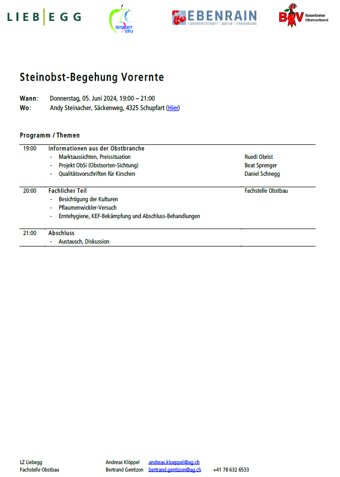 Steinobst Begehung Vorernte 05.06.2024